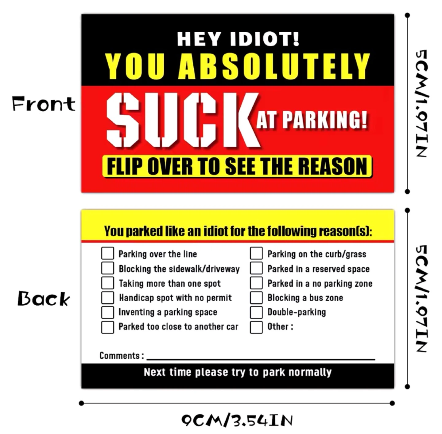 Brand New ASSHOLE Parking Cards 50 pack - GAG JOKE - photo 2