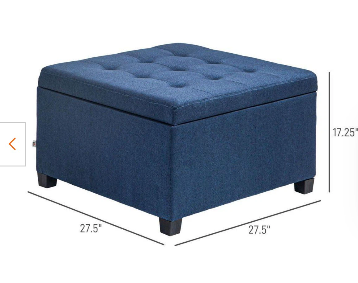 HOMCOM Blue Fabric Tufted Storage Ottoman - photo 4