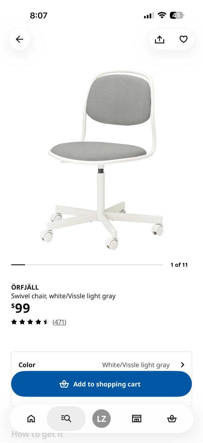 IKEA ÖRFJÄLL Swivel chair, white/Vissle light gray - photo 3
