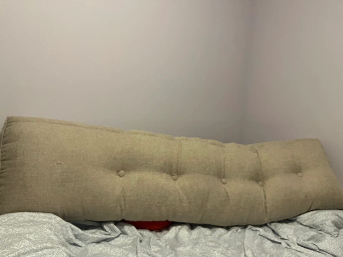 Beige tufted long headboard pillow