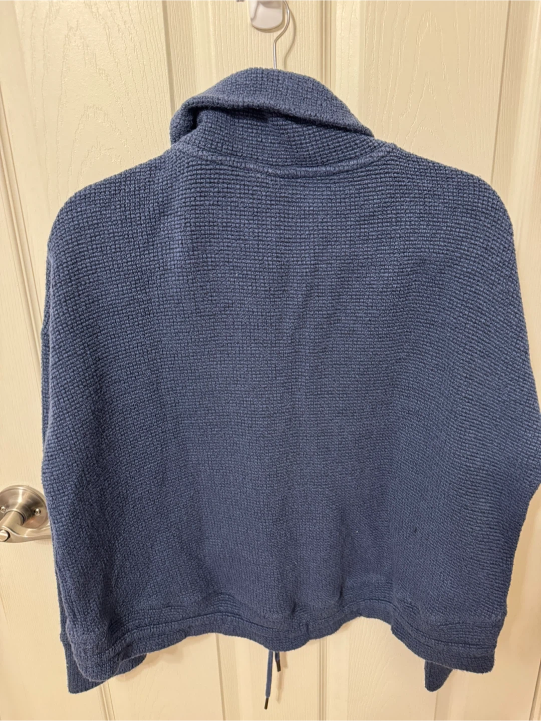 Athleta Blue Waffle Knit Cowl Neck Pullover with Pocket - photo 2