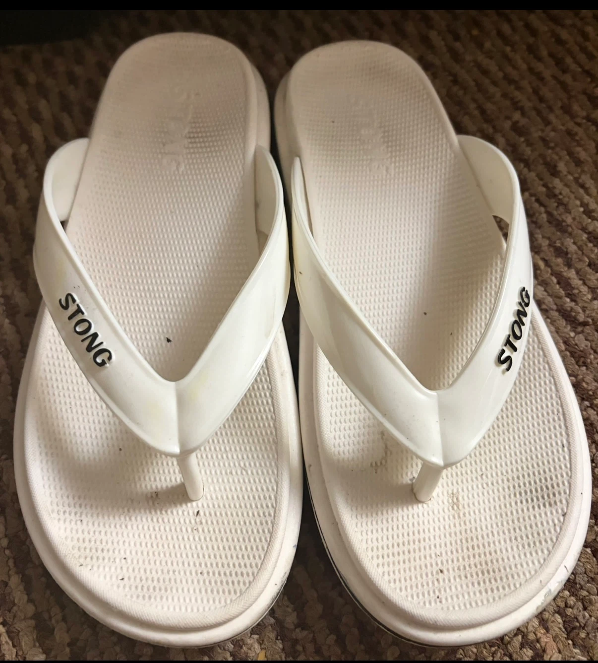 White STONG Flip Flops Size 38