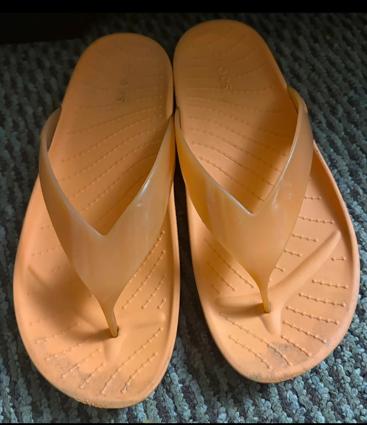 Orange Crocs Flip Flops ~ Size 6