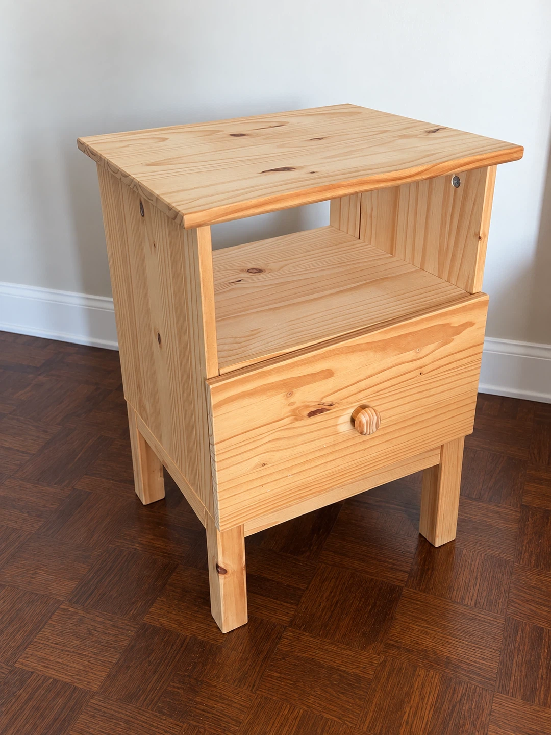 Pine Wood Bed Frame and Nightstand Set