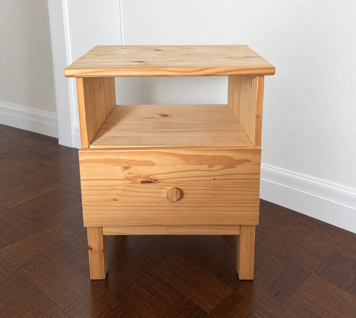 Pine Wood Bed Frame and Nightstand Set - photo 2