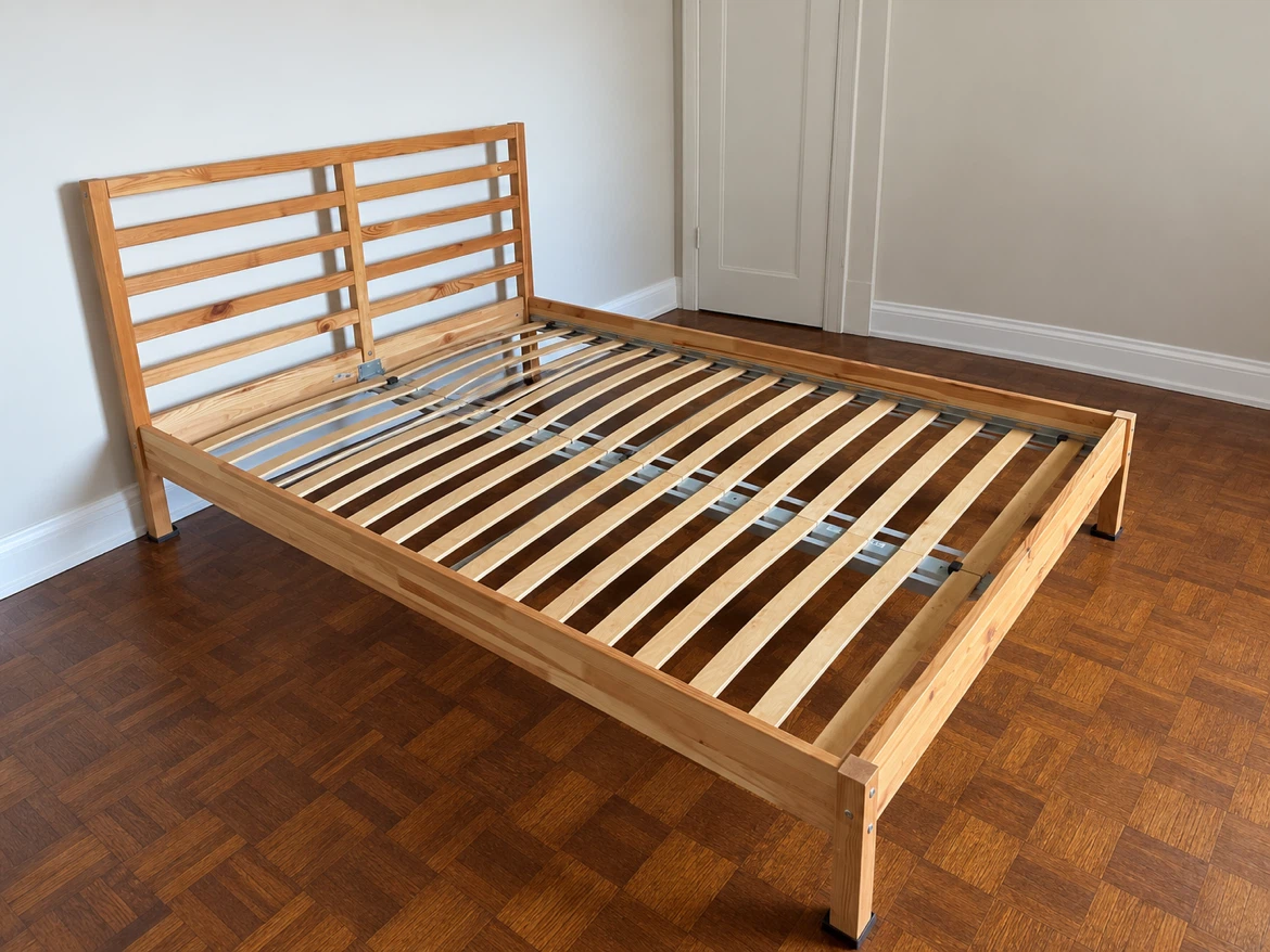 Pine Wood Bed Frame and Nightstand Set - photo 3