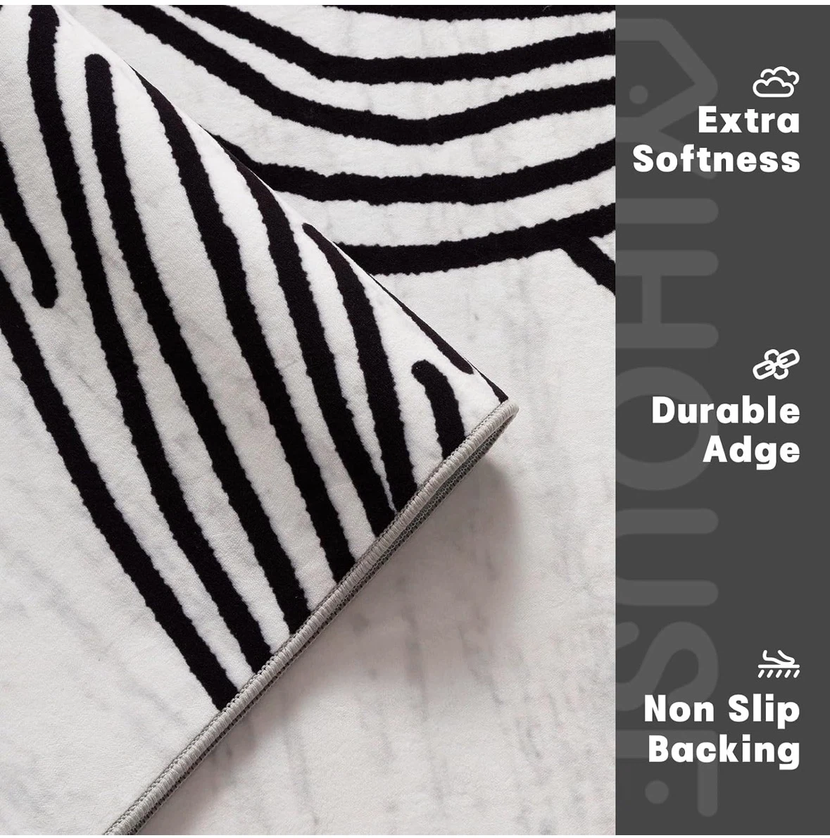 Abstract Black and White Area Rug 8x10ft - photo 3