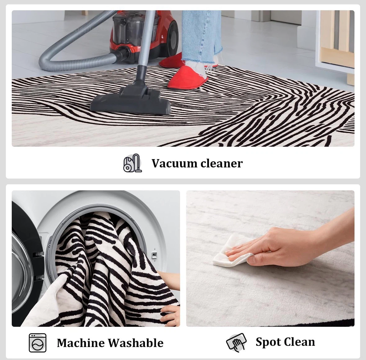 Abstract Black and White Area Rug 8x10ft - photo 4
