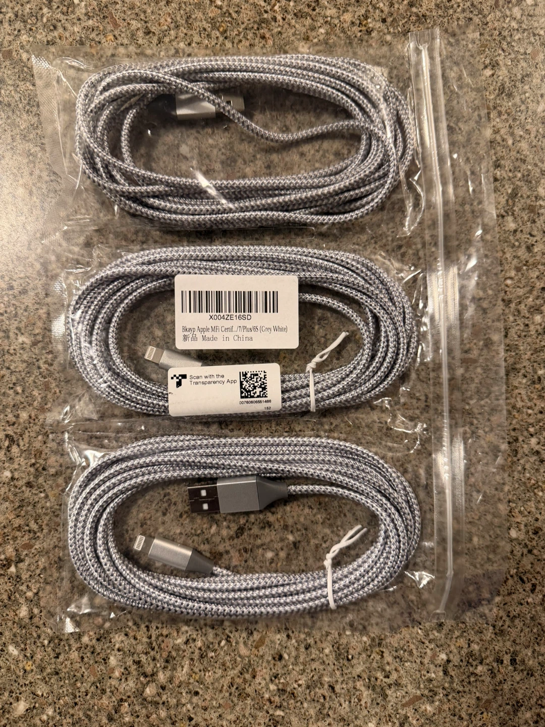 3 x Braided Apple MFi Certified Lightning Cables - photo 2