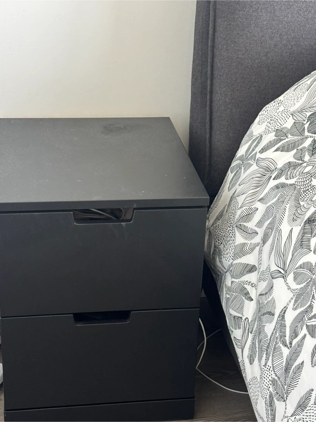 2 IKEA MALM Nightstand - Black and the brick king-size bed frame - photo 3