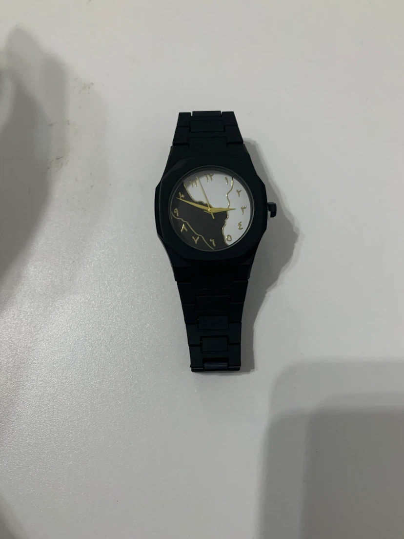 Black watch with Arabic numerals