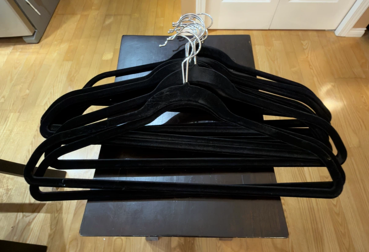 Set of 12 Black Velvet Hangers