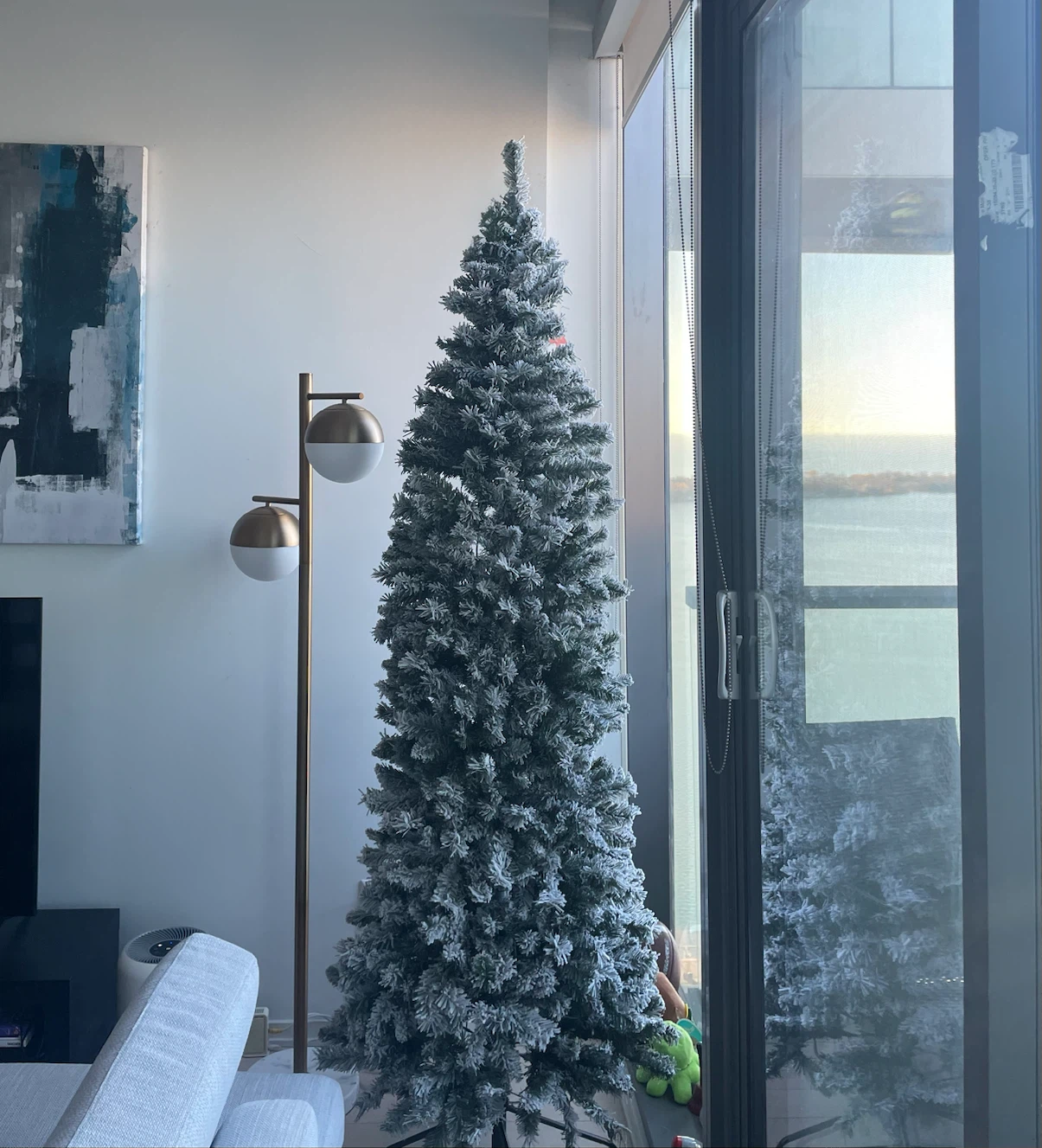 Holiday Living 7-ft Pre-lit Flocked Pencil Christmas Tree