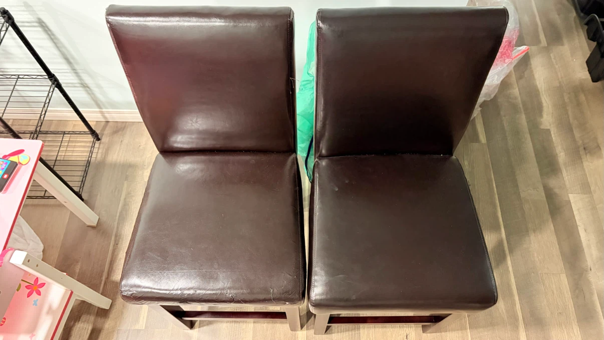 Two Brown Faux Leather Bar Stools - photo 2