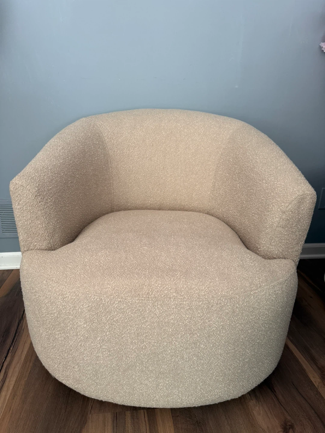 Cream Polyester Swivel Chair
