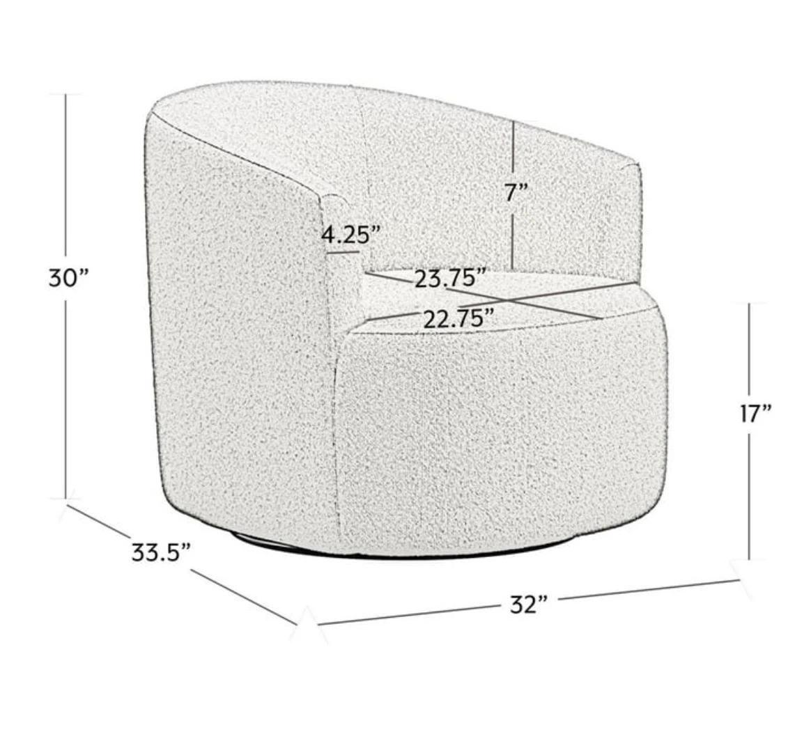 Cream Polyester Swivel Chair - photo 3