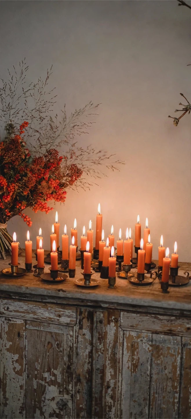 Set of 24 KUNSTINDUSTRIEN Orange Short candles - photo 2