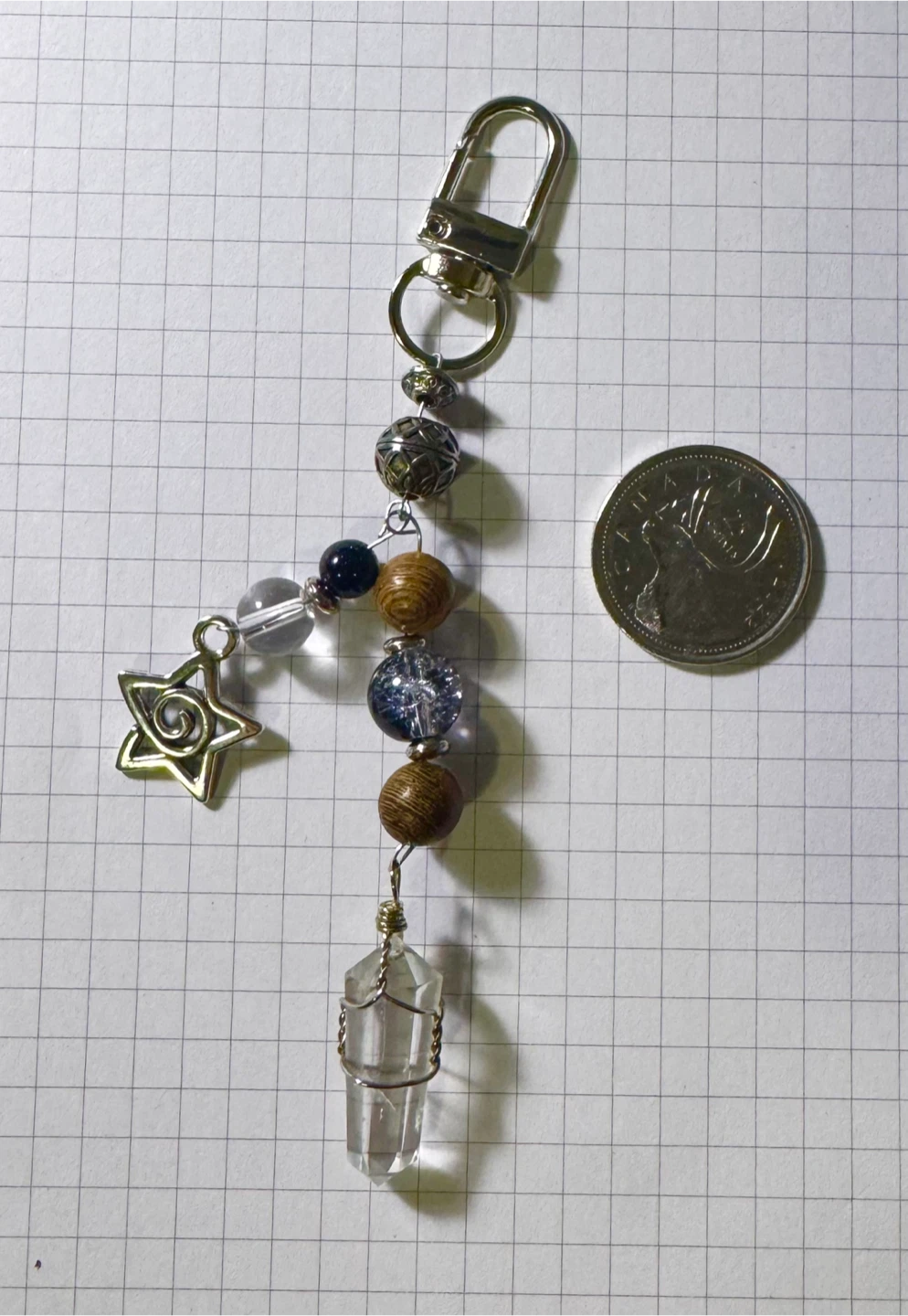 Handmade Crystal Quartz Star Charm Keychain
