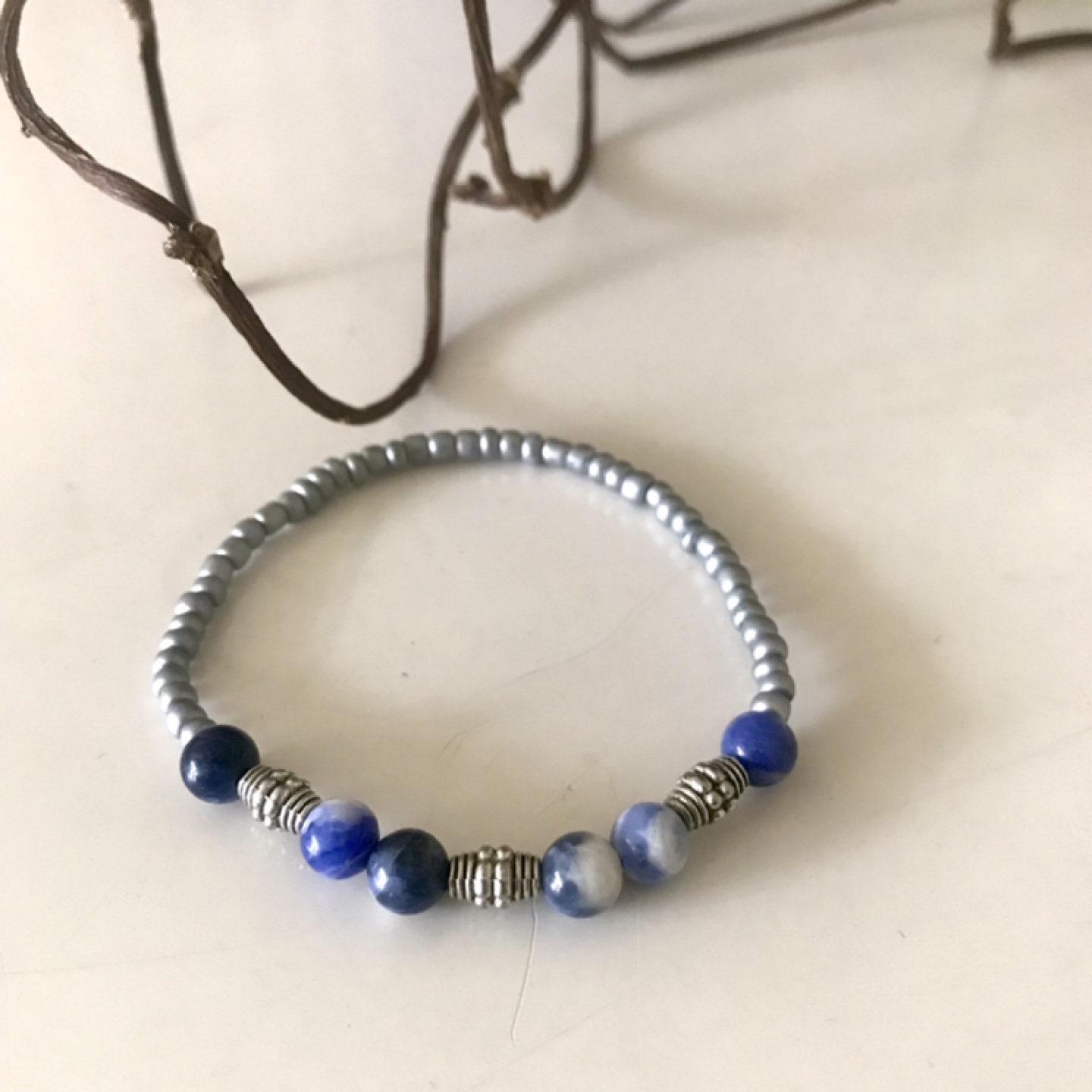 Charming Beaded Bracelet - Silver/Deep Blue - photo 2