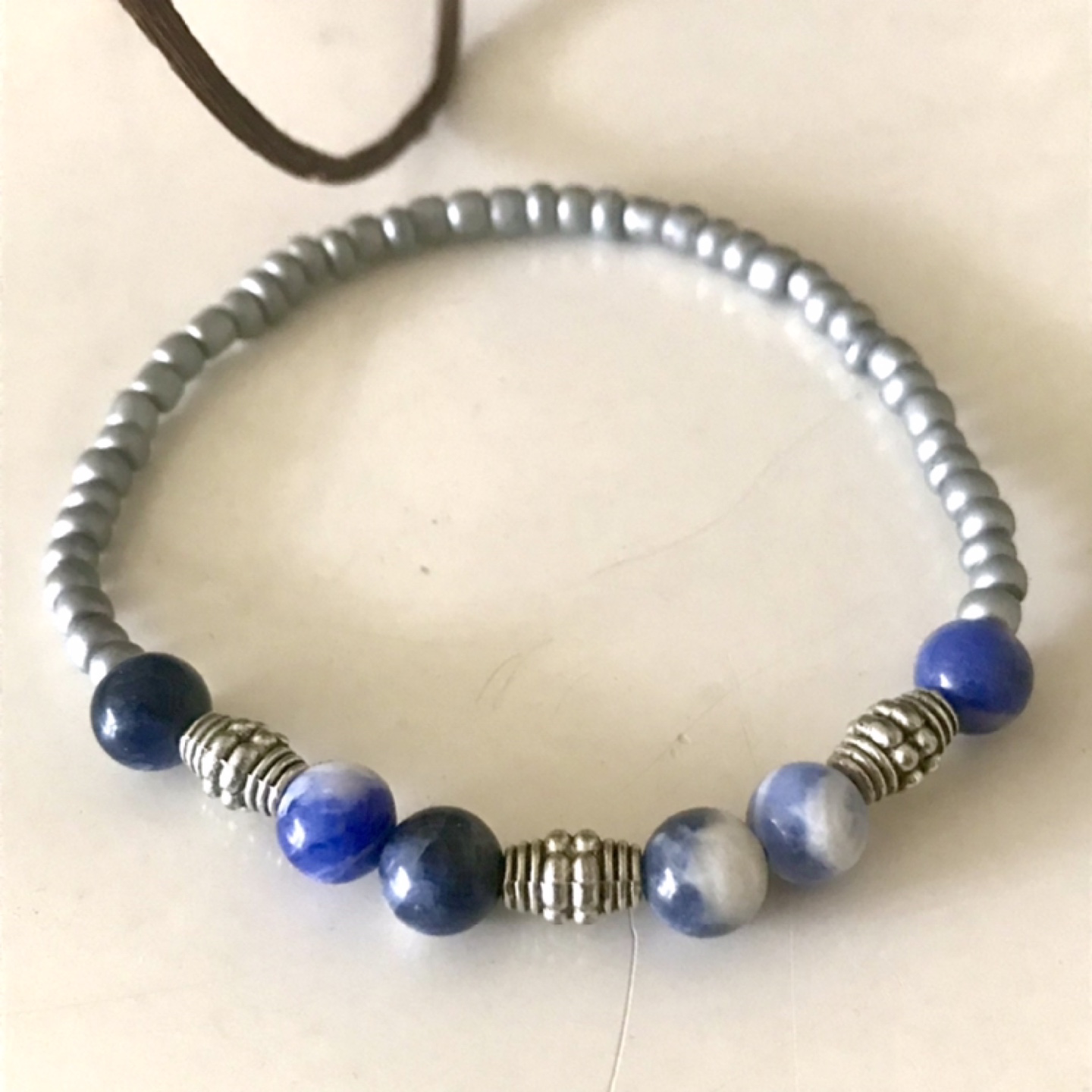 Charming Beaded Bracelet - Silver/Deep Blue