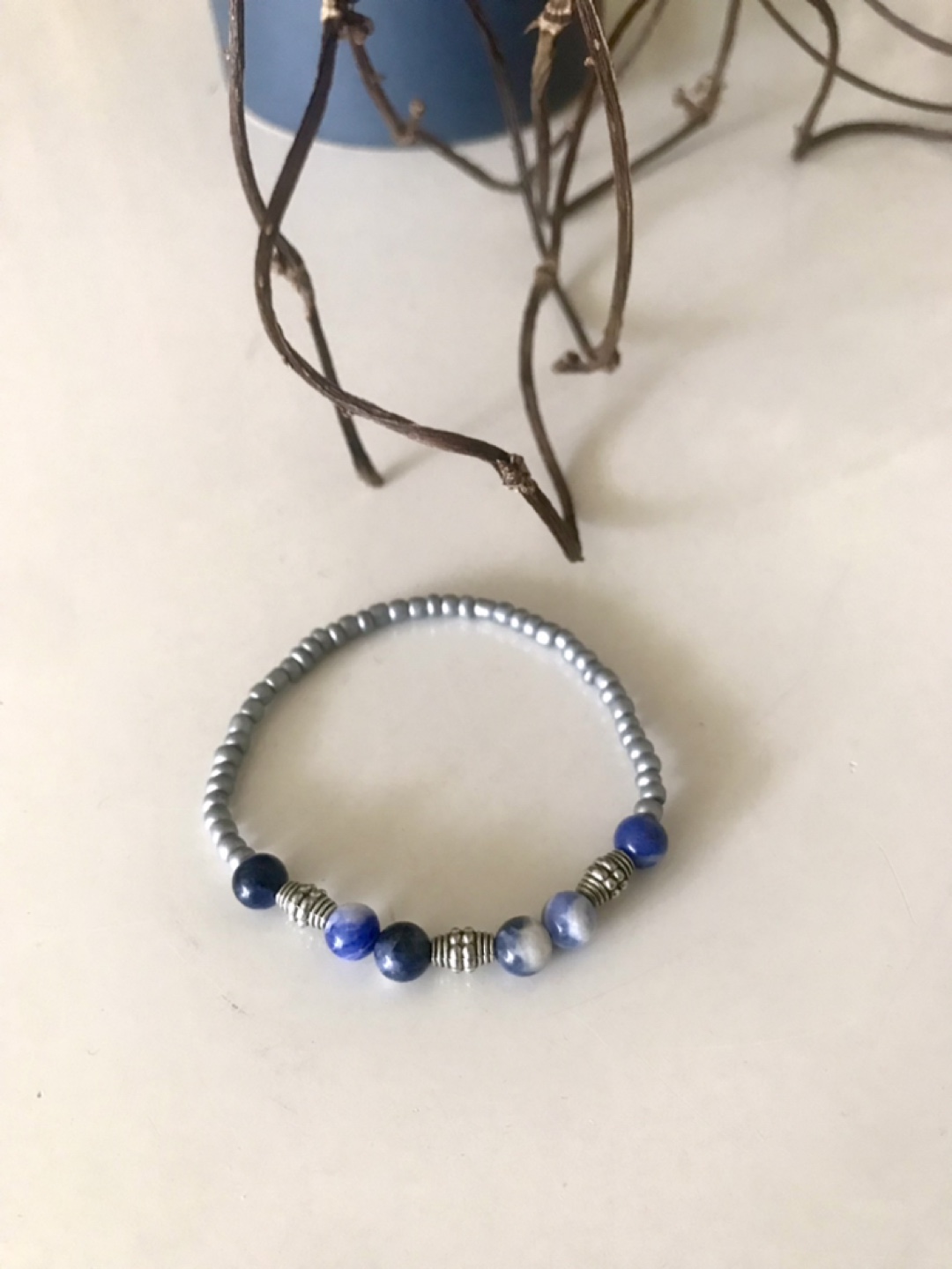 Charming Beaded Bracelet - Silver/Deep Blue - photo 4