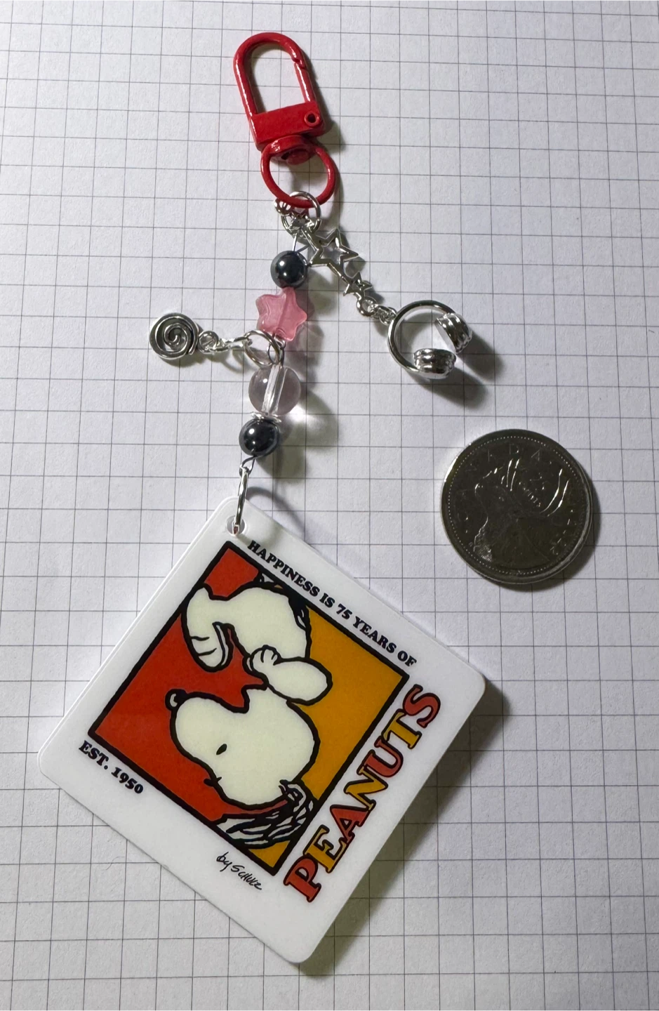 Handmade Peanuts Snoopy Keychain with Charms