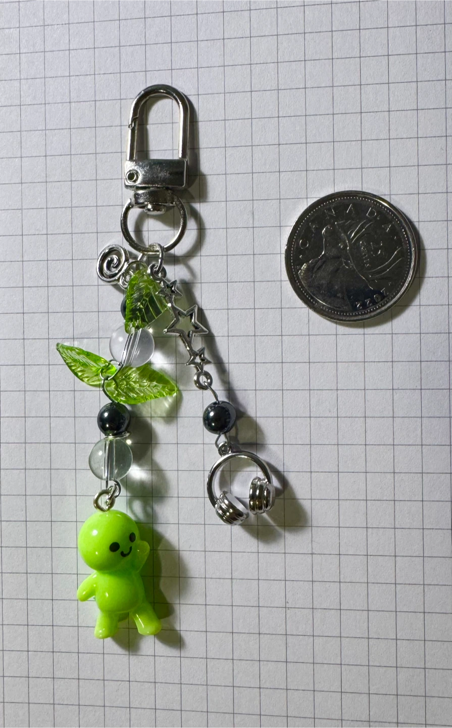 Handmade Green Person Charm Keychain