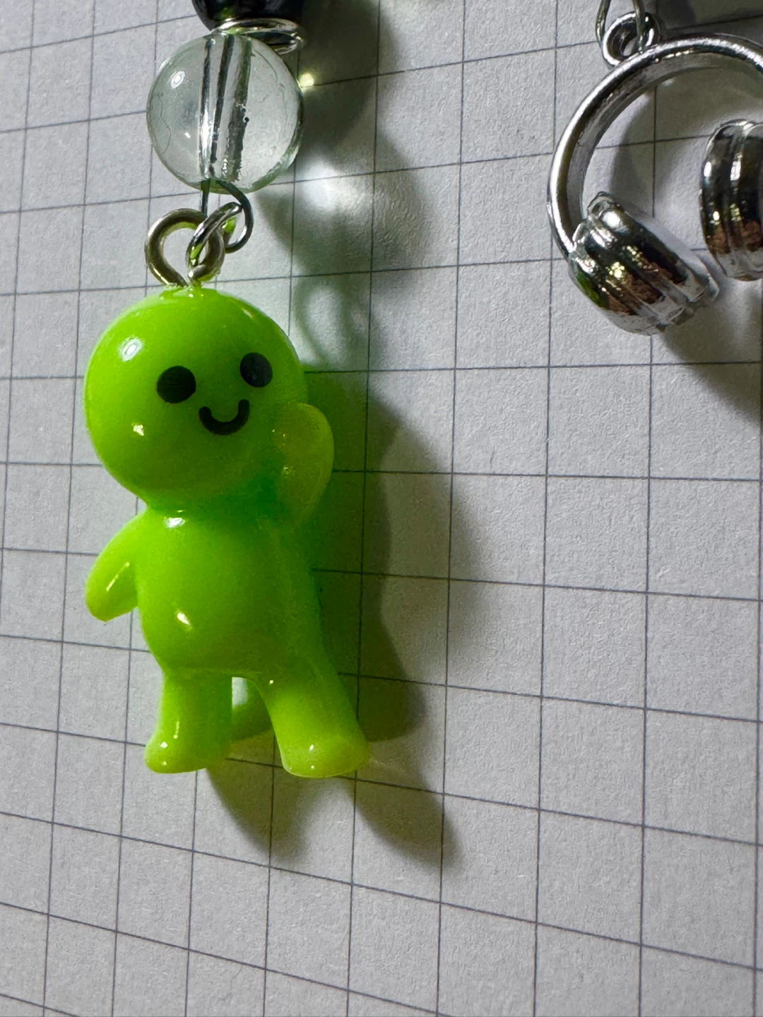 Handmade Green Person Charm Keychain - photo 2