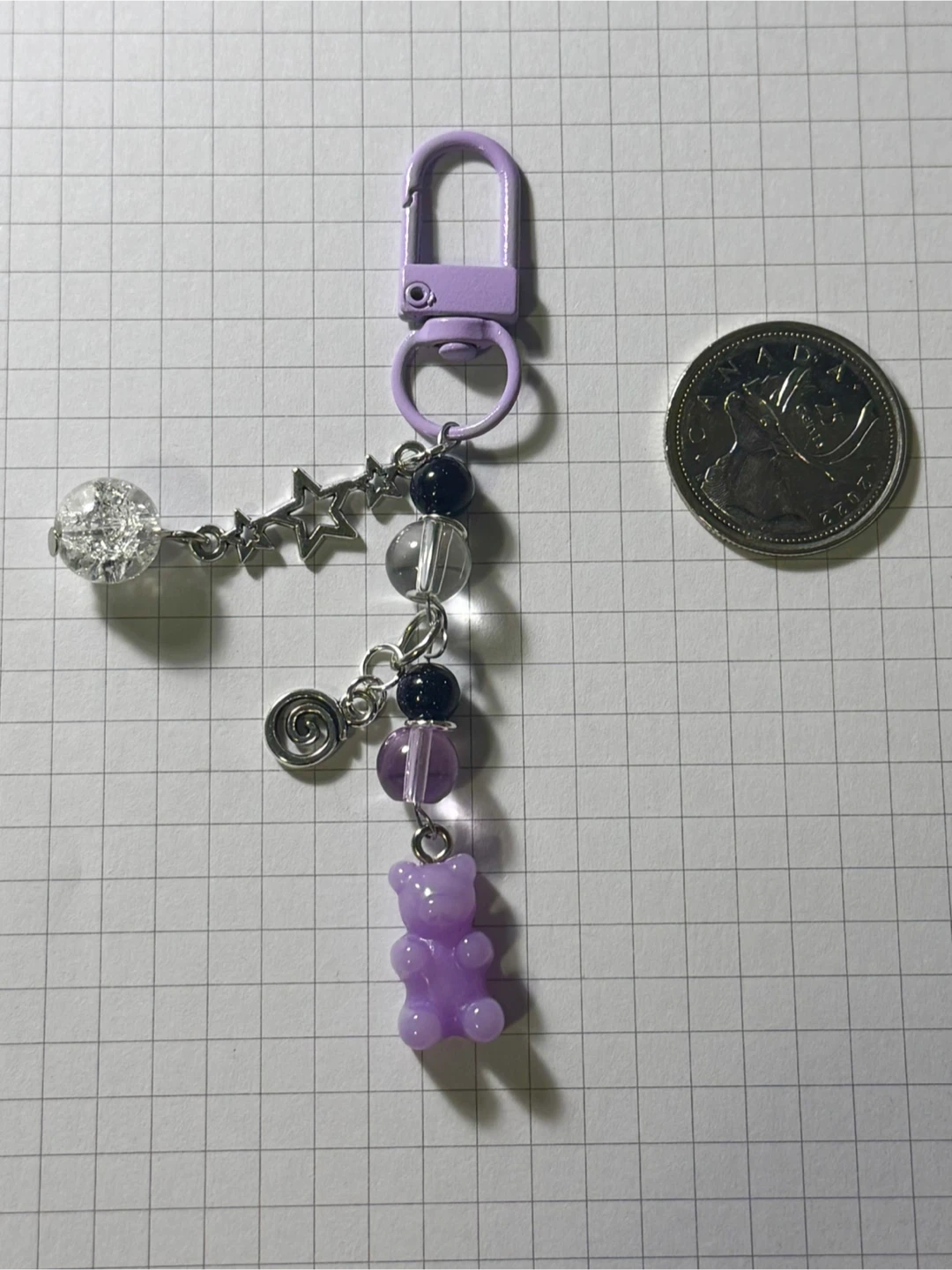 Purple Gummy Bear Charm Keychain