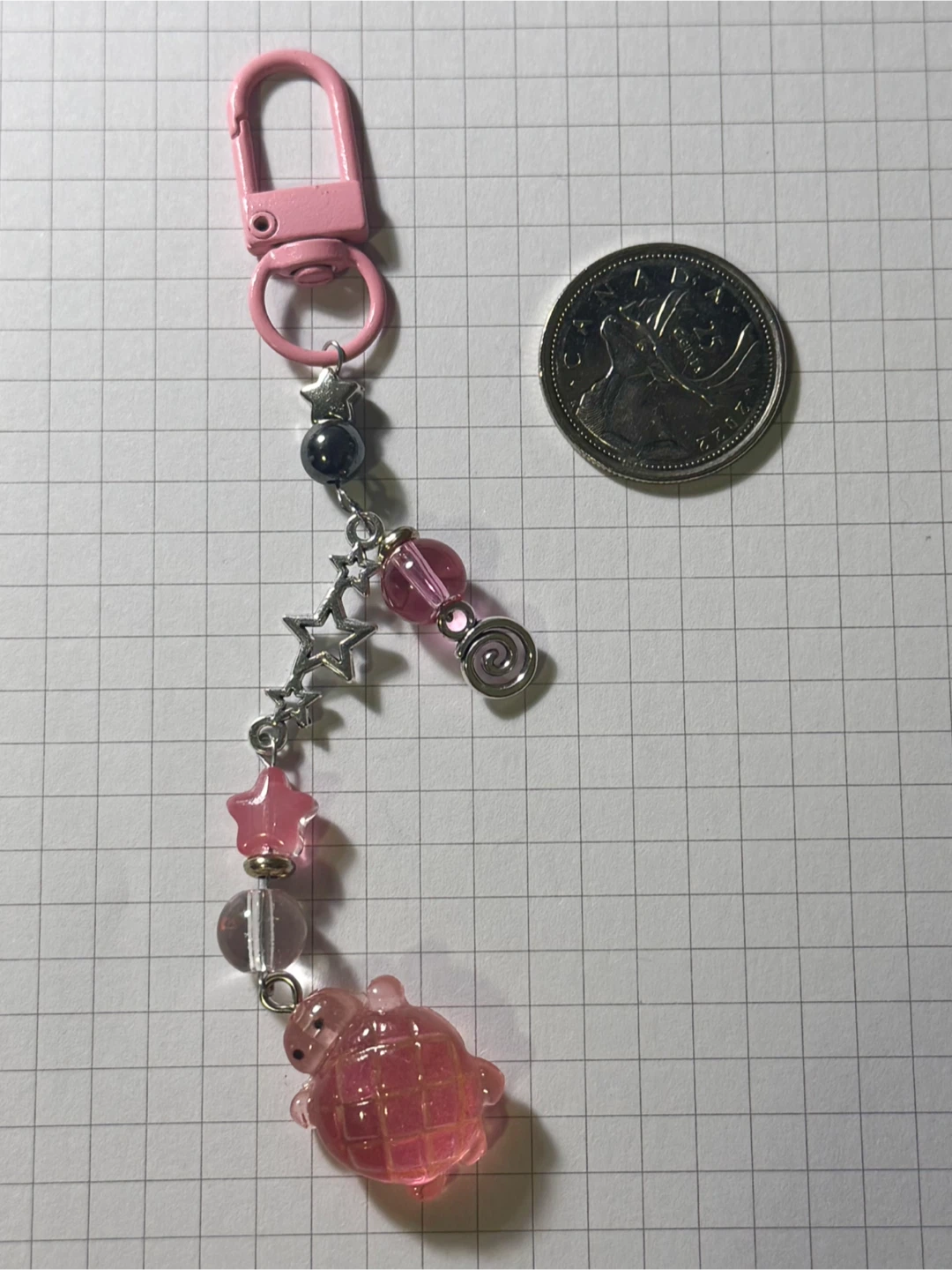 Pink/Red Turtle Charm Keychain