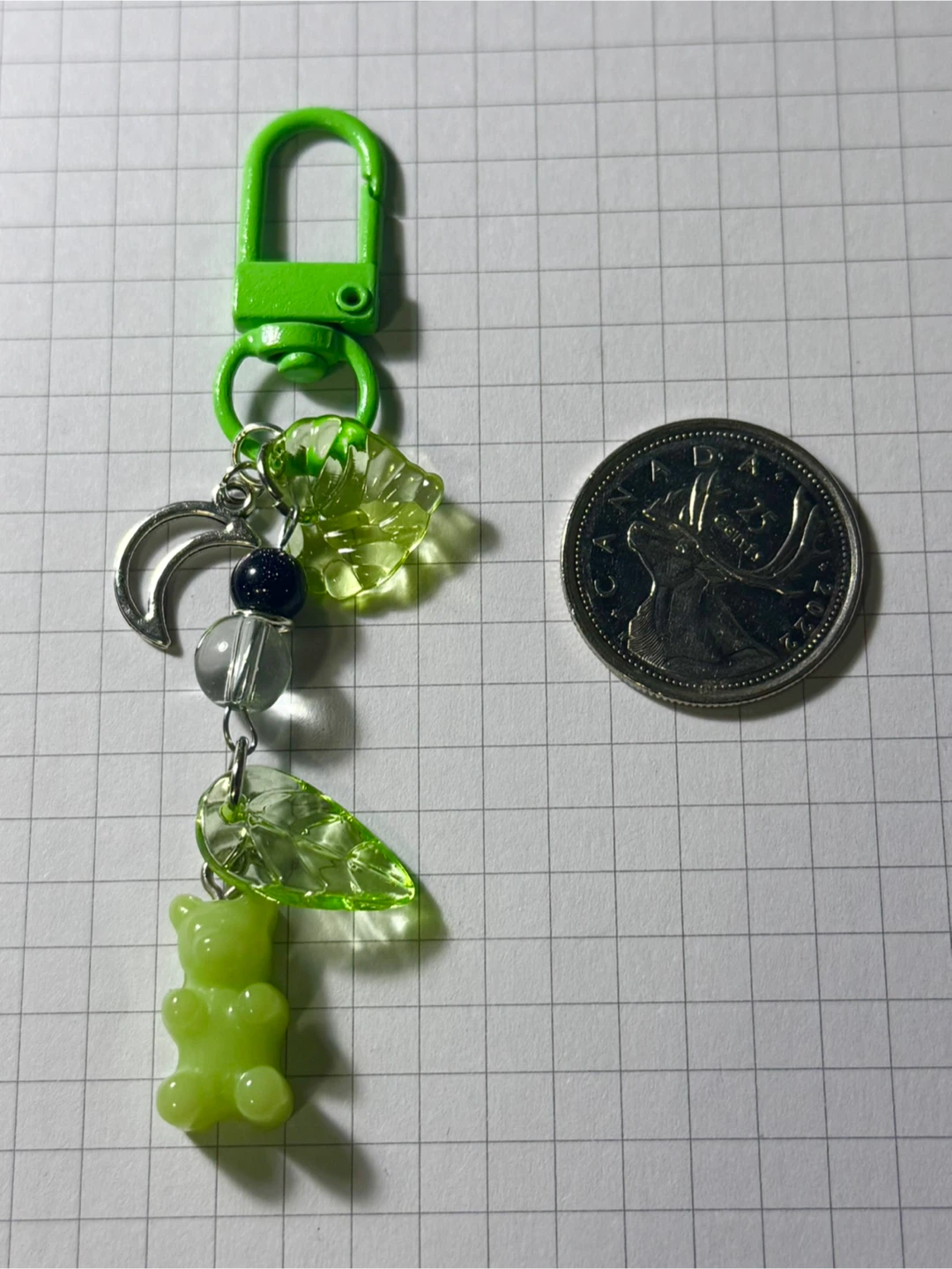 Green Gummy Bear Keychain with Charms