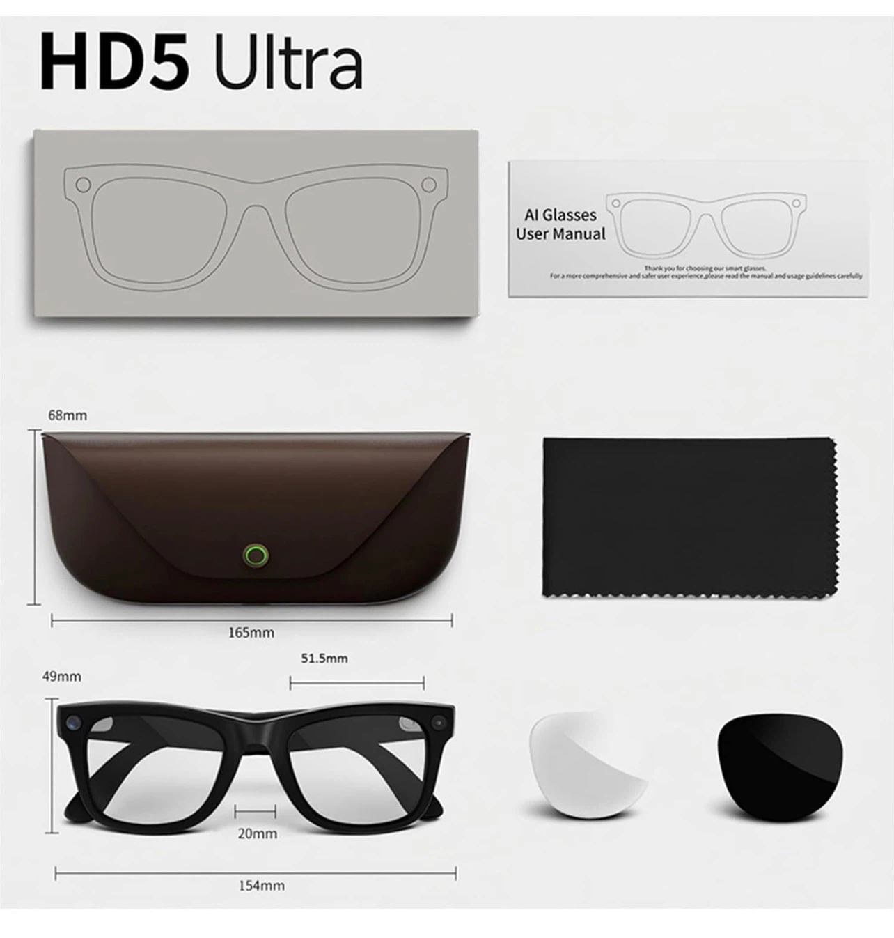 HD5 Ultra AI Smart Glasses with Camera & Audio - photo 3