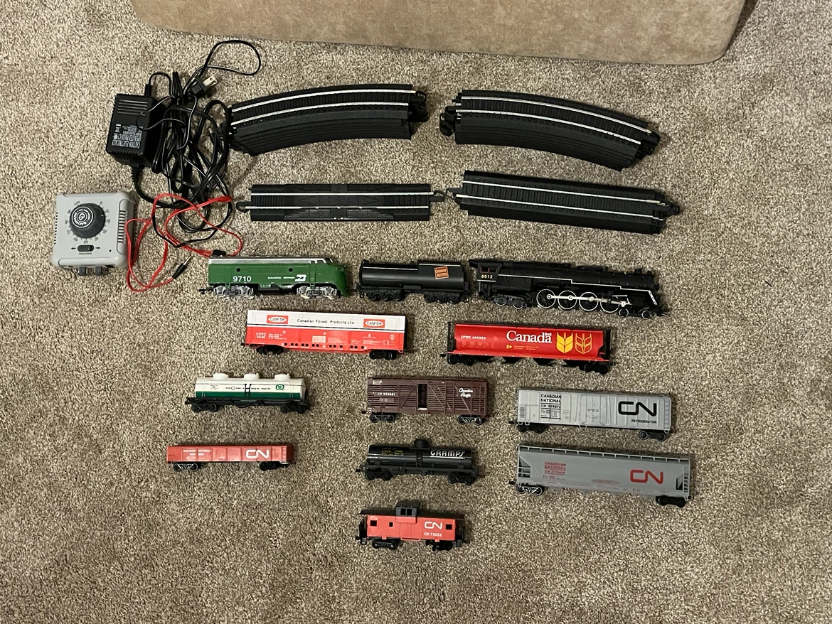 Model Train Set with Tracks and Locomotives