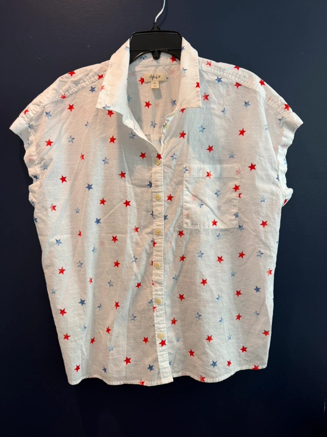 Women’s Size 2XL Style & Co Star Print Button-Down Shirt - photo 2