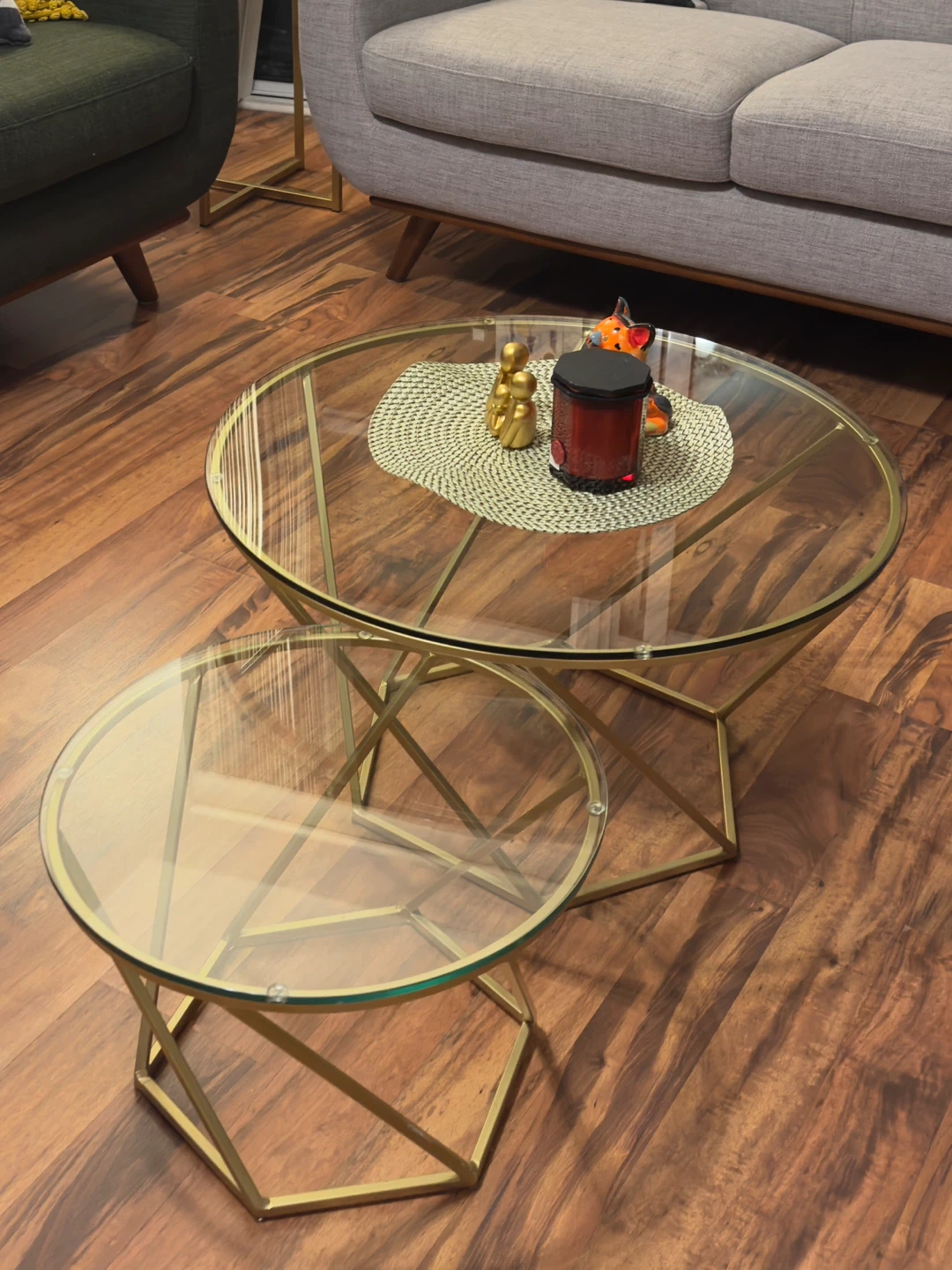 Glass and Gold Nesting Coffee Tables
