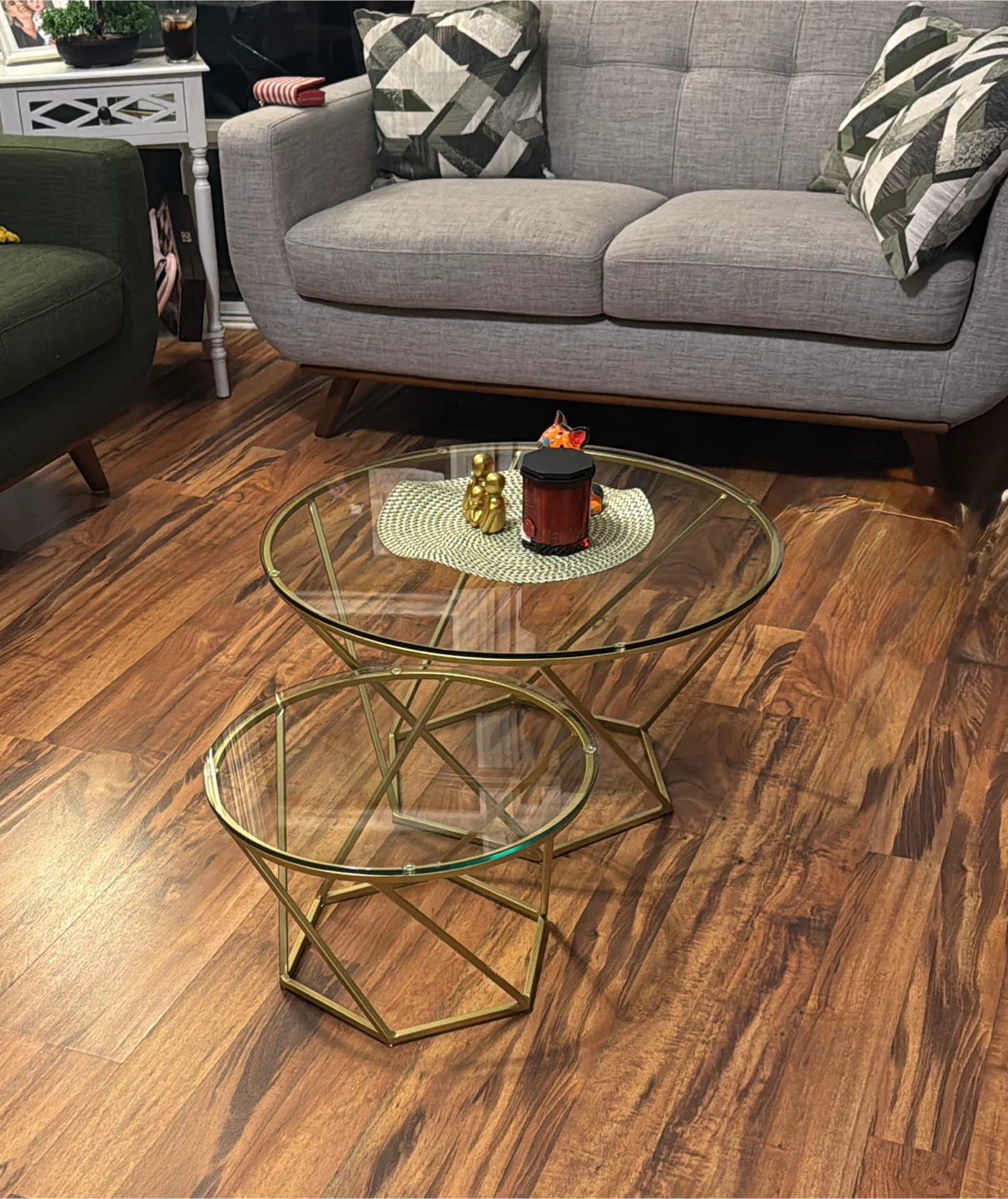 Glass and Gold Nesting Coffee Tables - photo 2