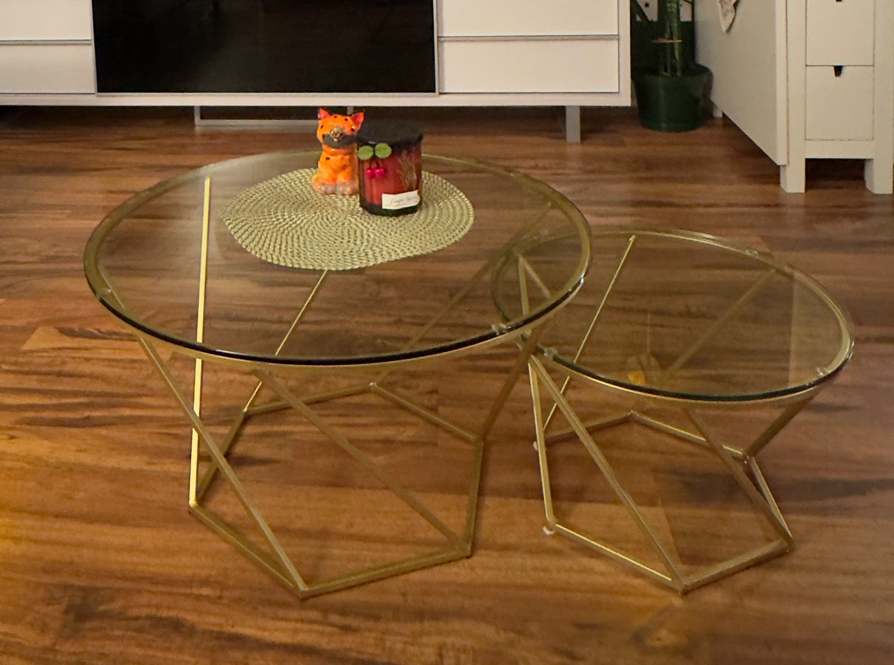 Glass and Gold Nesting Coffee Tables - photo 4