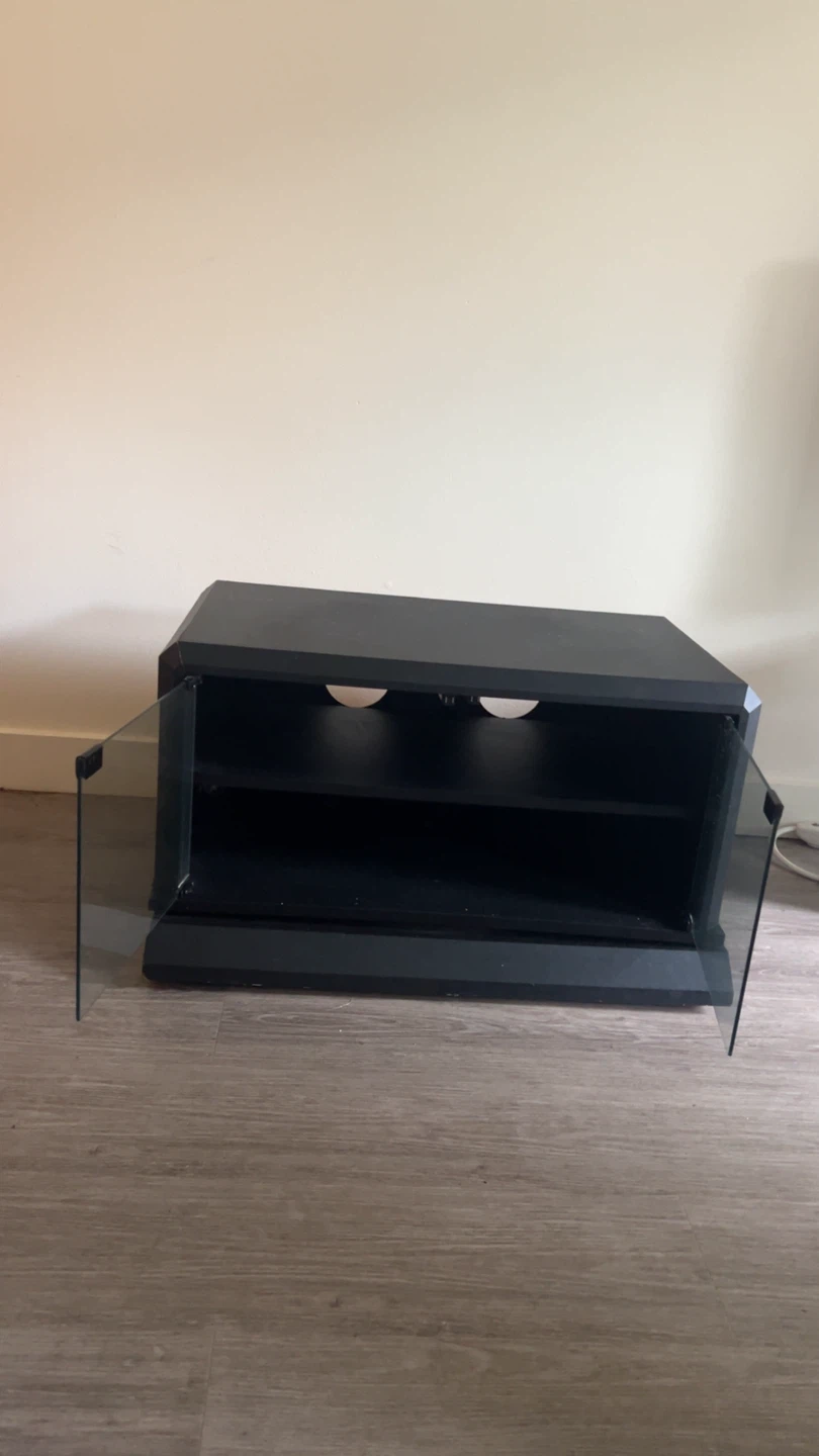Black TV Stand with Glass Doors - photo 3