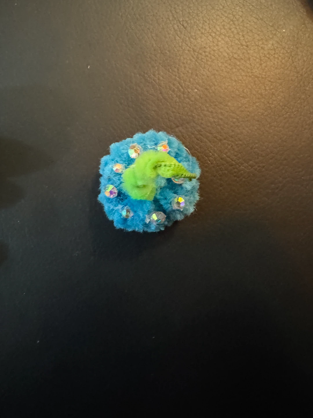 Blue Pom Pom Decoration with Rhinestones
