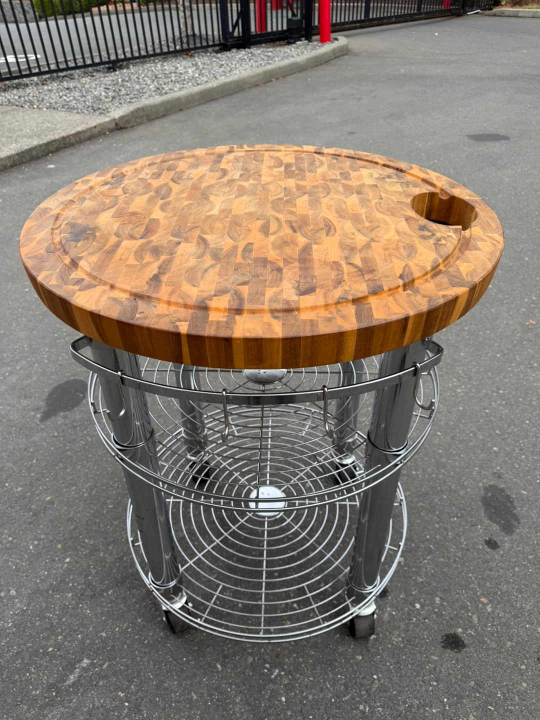 Rolling Kitchen Island with Butcher Block Top