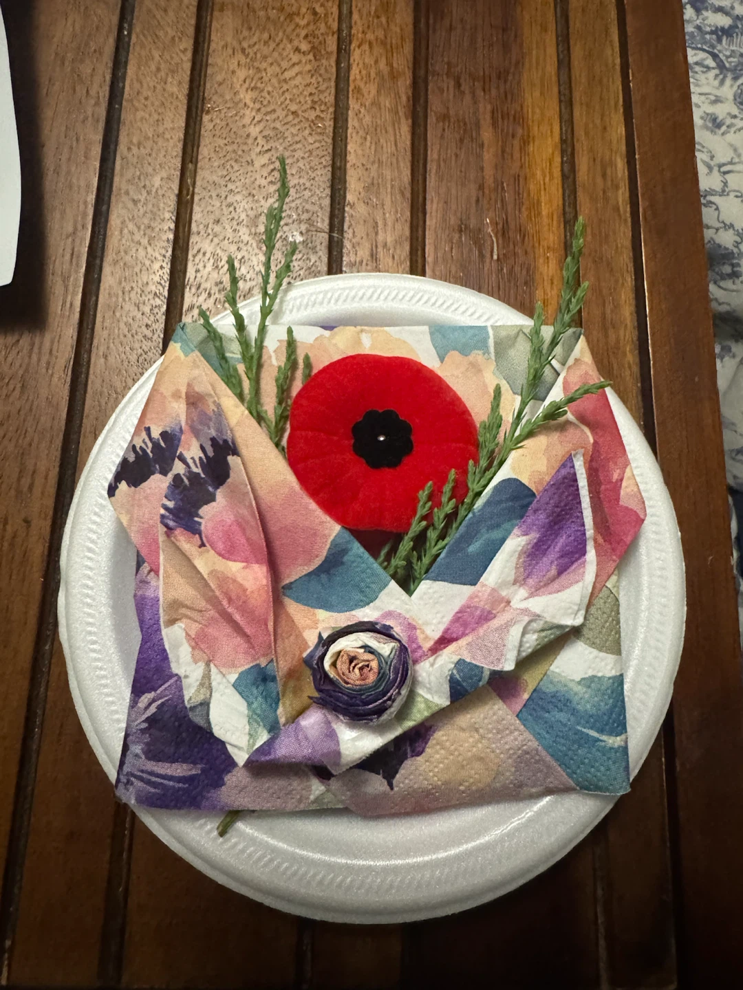 Decorative Poppy Napkin with Floral Design