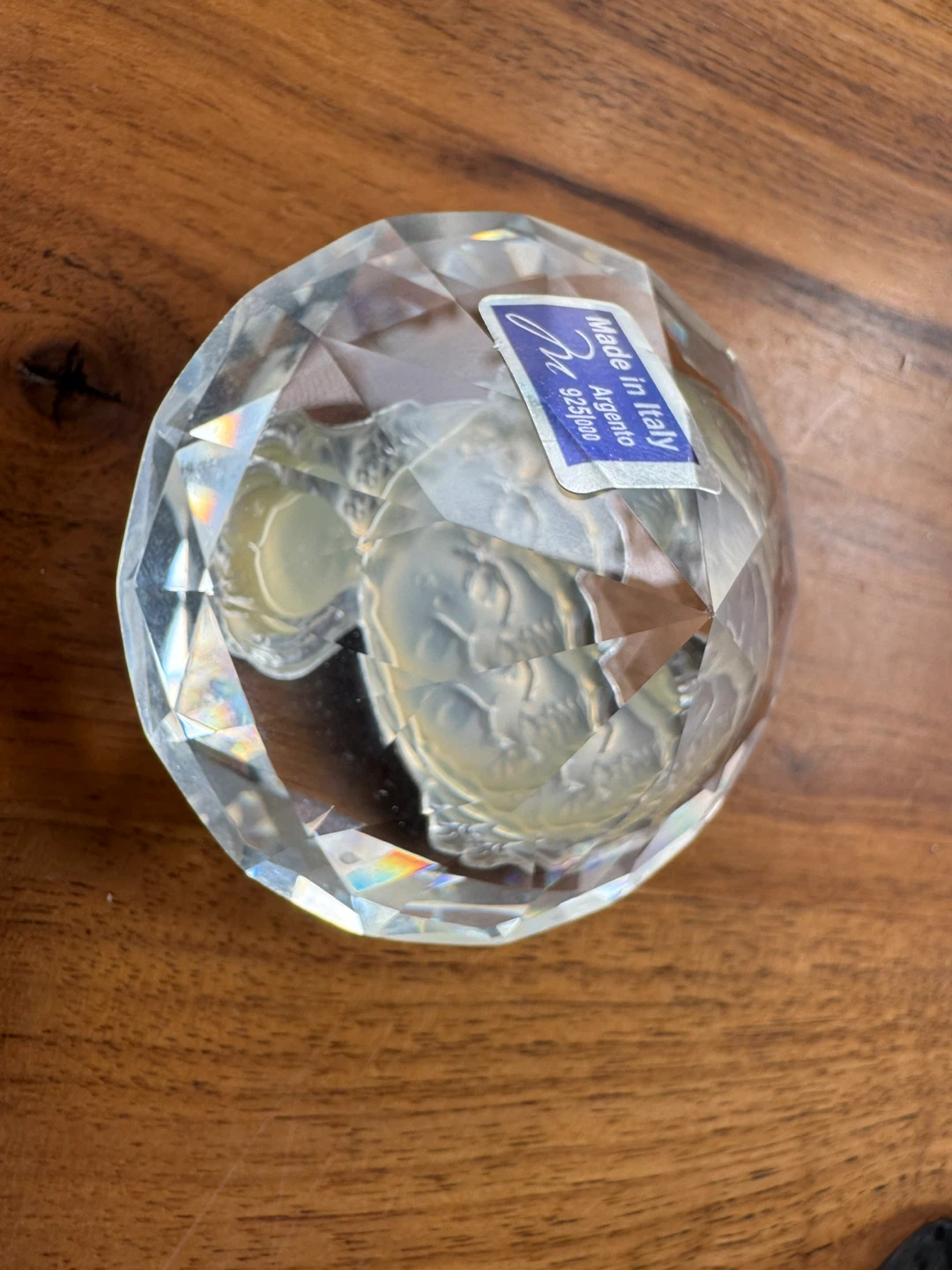 Italian Faceted Crystal Paperweight with Sterling Silver - photo 5