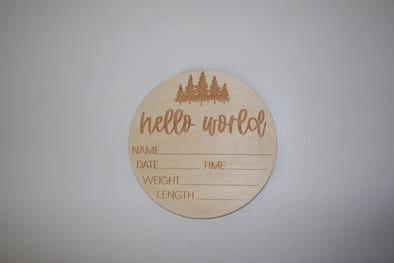 Wooden Hello World Newborn Announcement Sign - photo 2