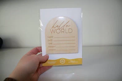 Wooden Birth Announcement Marker-Hello World - photo 2