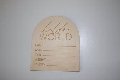 Wooden Birth Announcement Marker-Hello World - photo 3