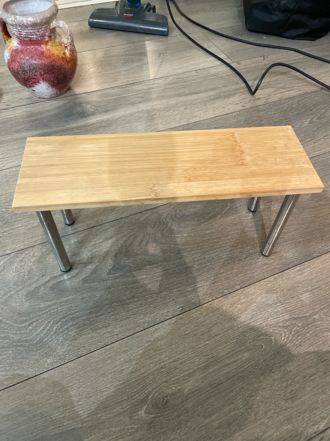 Bamboo and Metal Riser Shelf