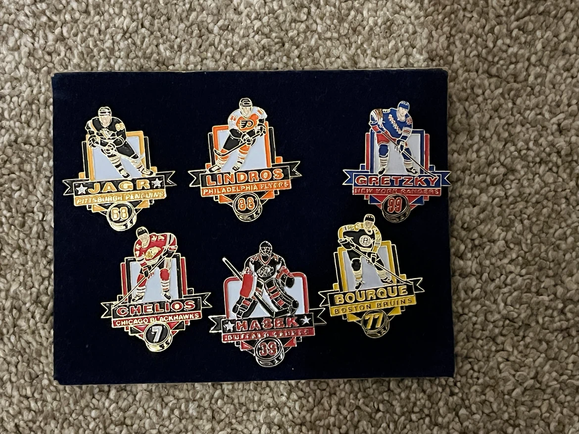 Collection of 6 Vintage NHL Legend Hockey Pins
