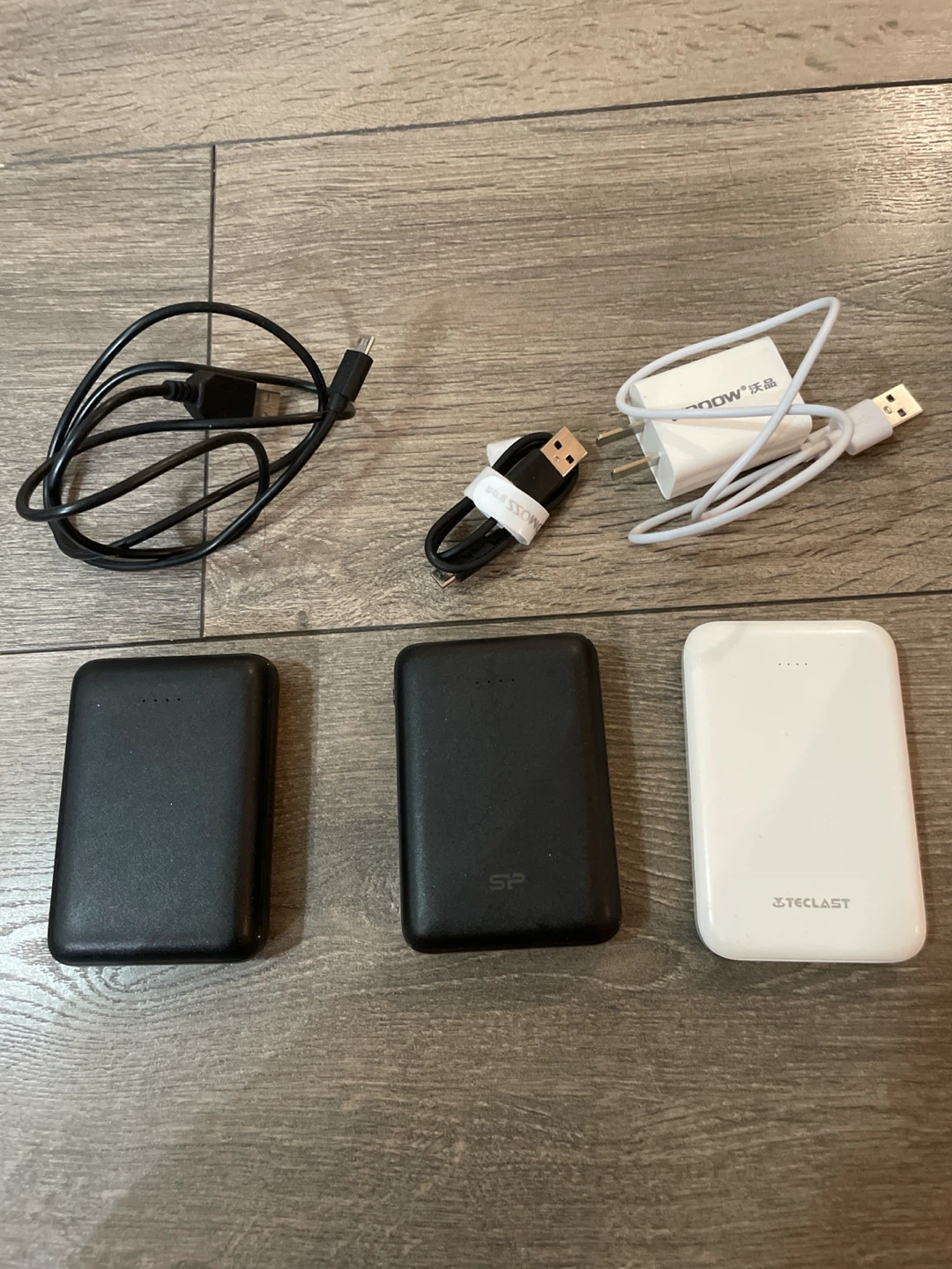 3x Power Banks with Wall Adapter and Cables
