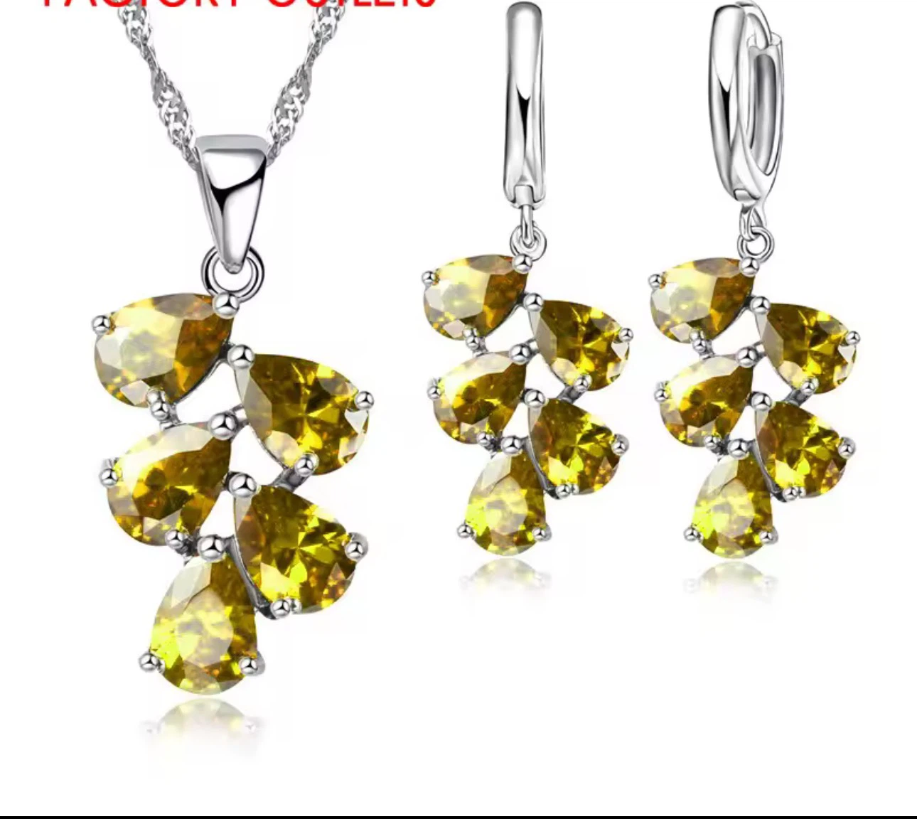 925 Sterling Silver plated Jewelry Sets /bridal set - photo 2