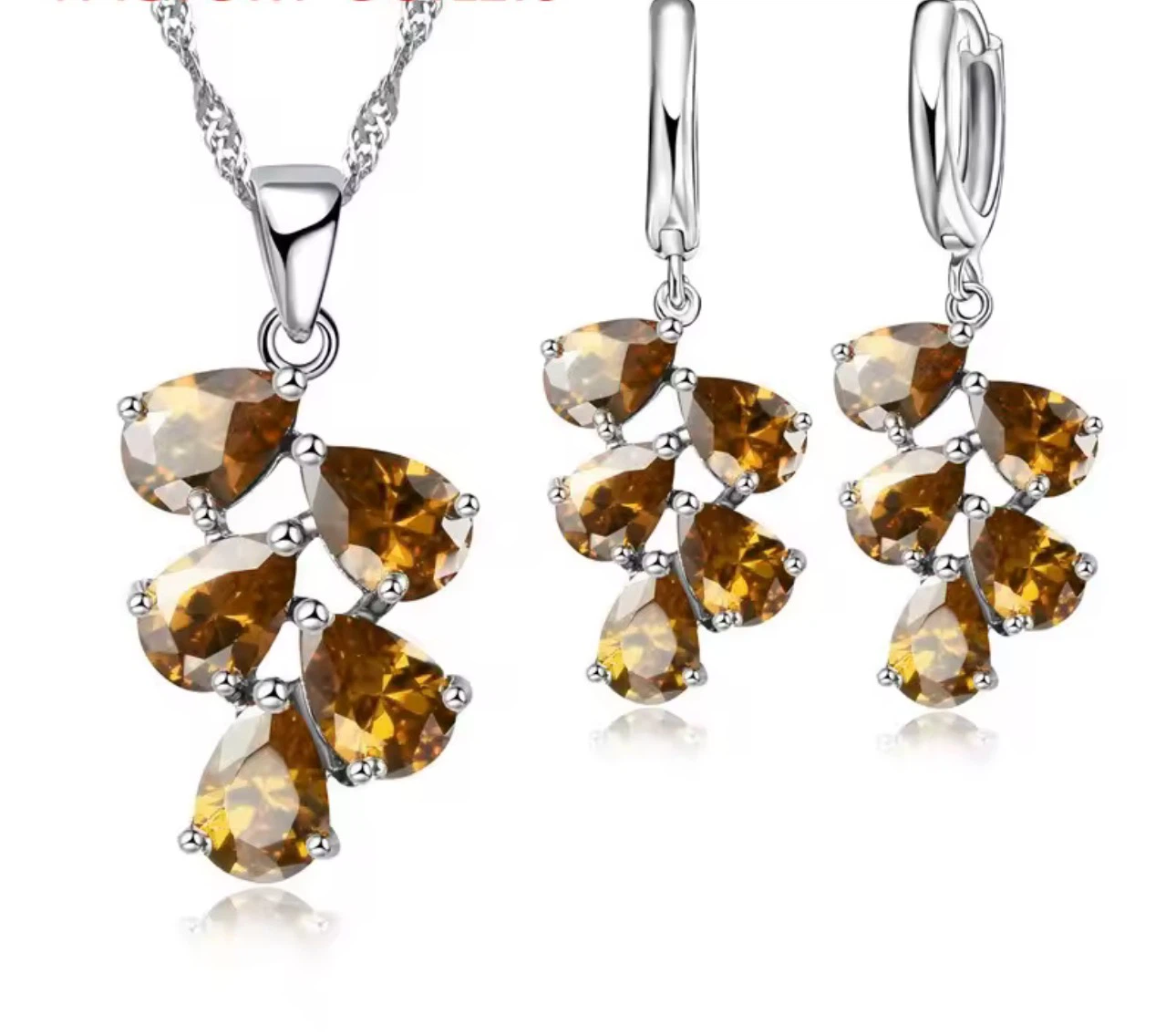 925 Sterling Silver plated Jewelry Sets /bridal set - photo 3